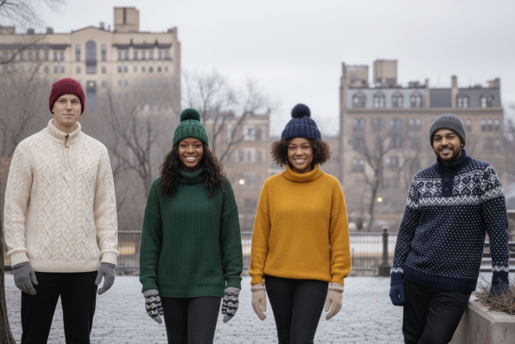Mysiga och snygga stickade tröjor för herr, dam och barn