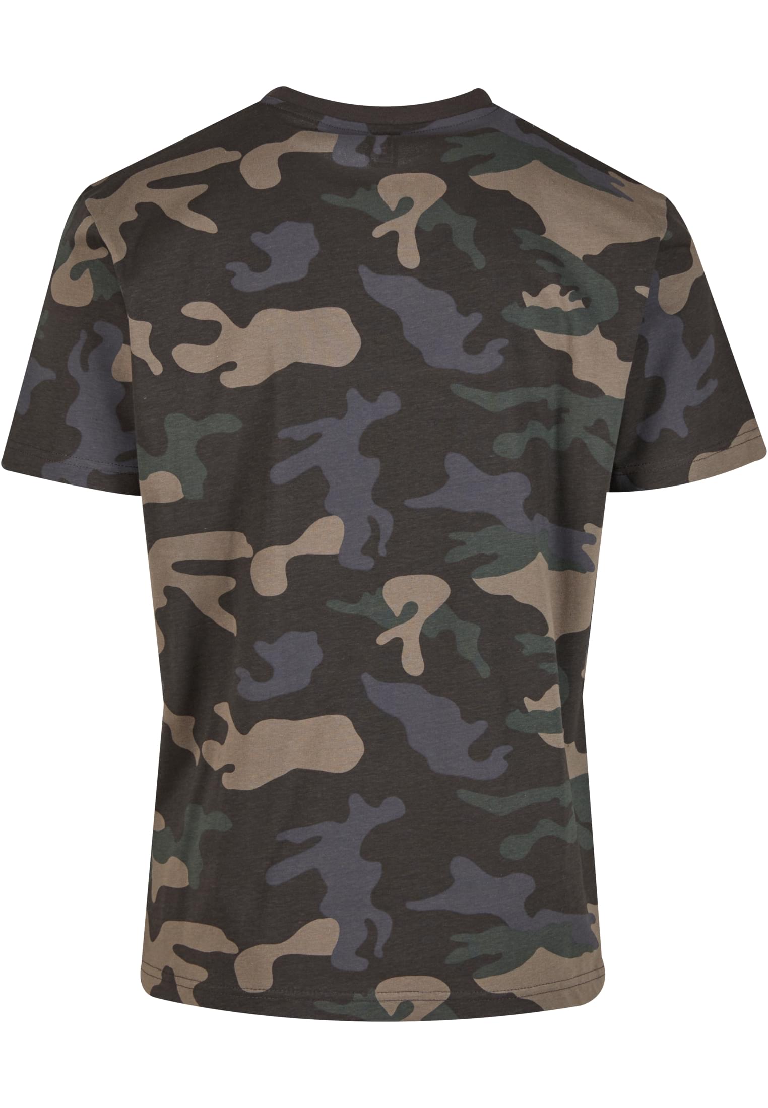 Baksidan av en Brandit Premium t-shirt med mörkt kamouflagemönster.