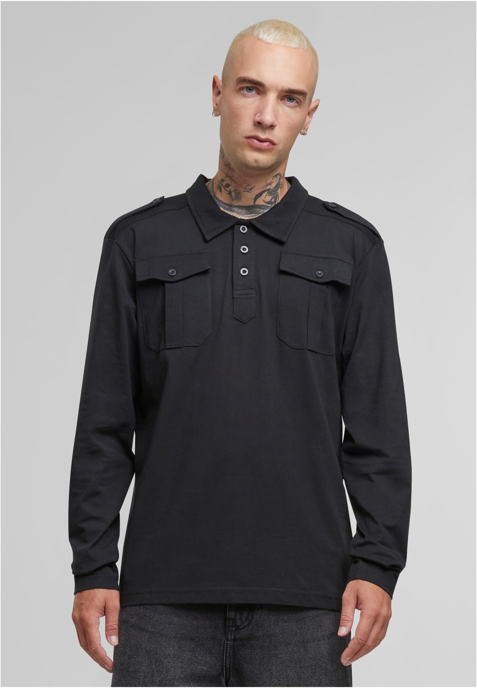 Jersey Poloshirt Willis longsleeve black 7XL - workoutbrands.com