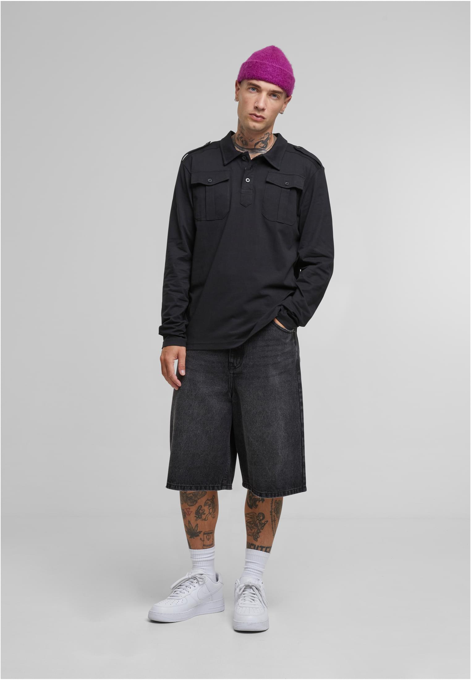 Jersey Poloshirt Willis longsleeve black 7XL - workoutbrands.com