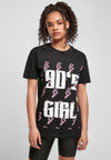 Camiseta de mujer de los años 90, color negro, talla XS