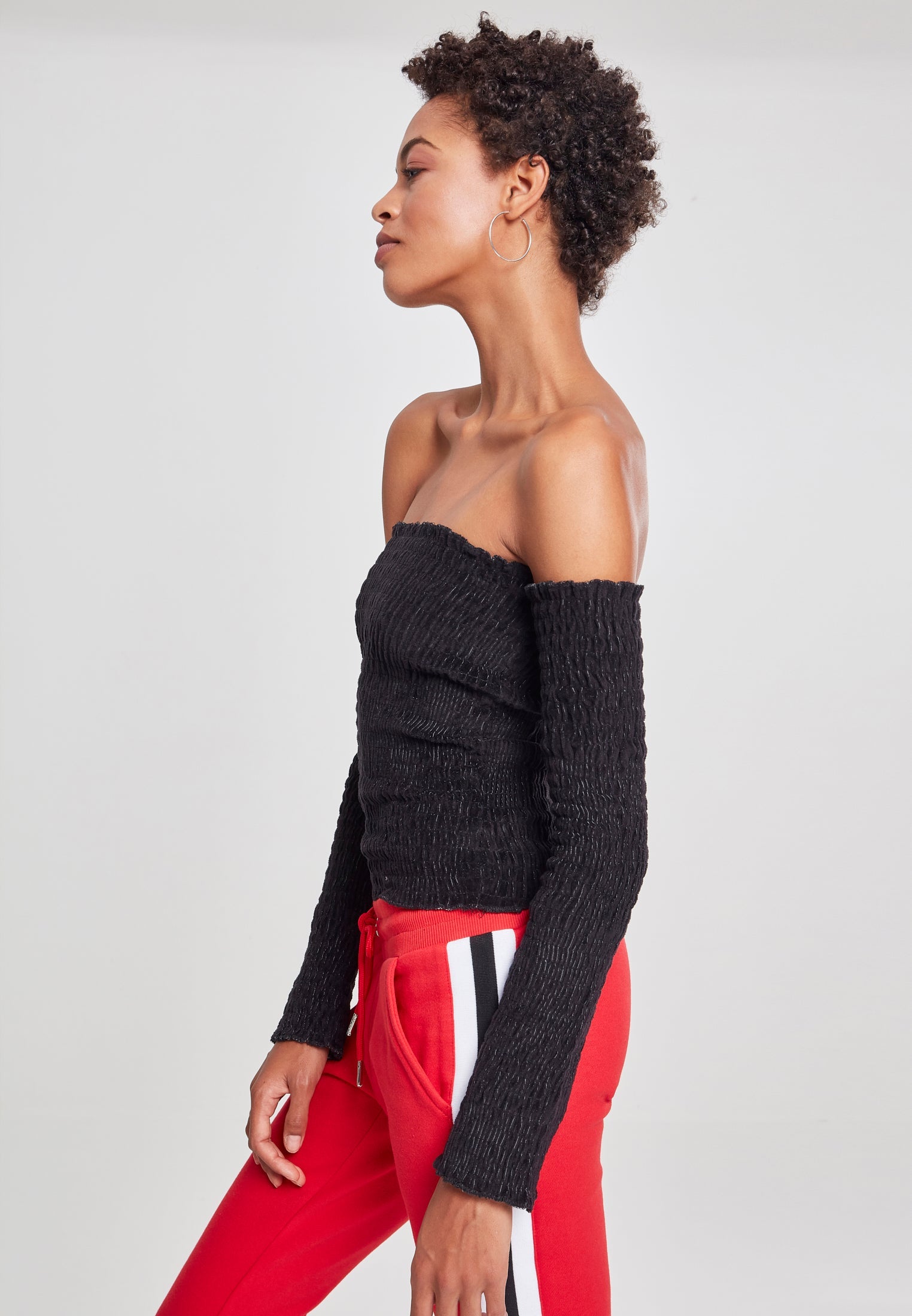 Ladies Velvet Cold Shoulder Smoke L/S black XXL FINNS EJ I SHEETET / .DE - workoutbrands.com