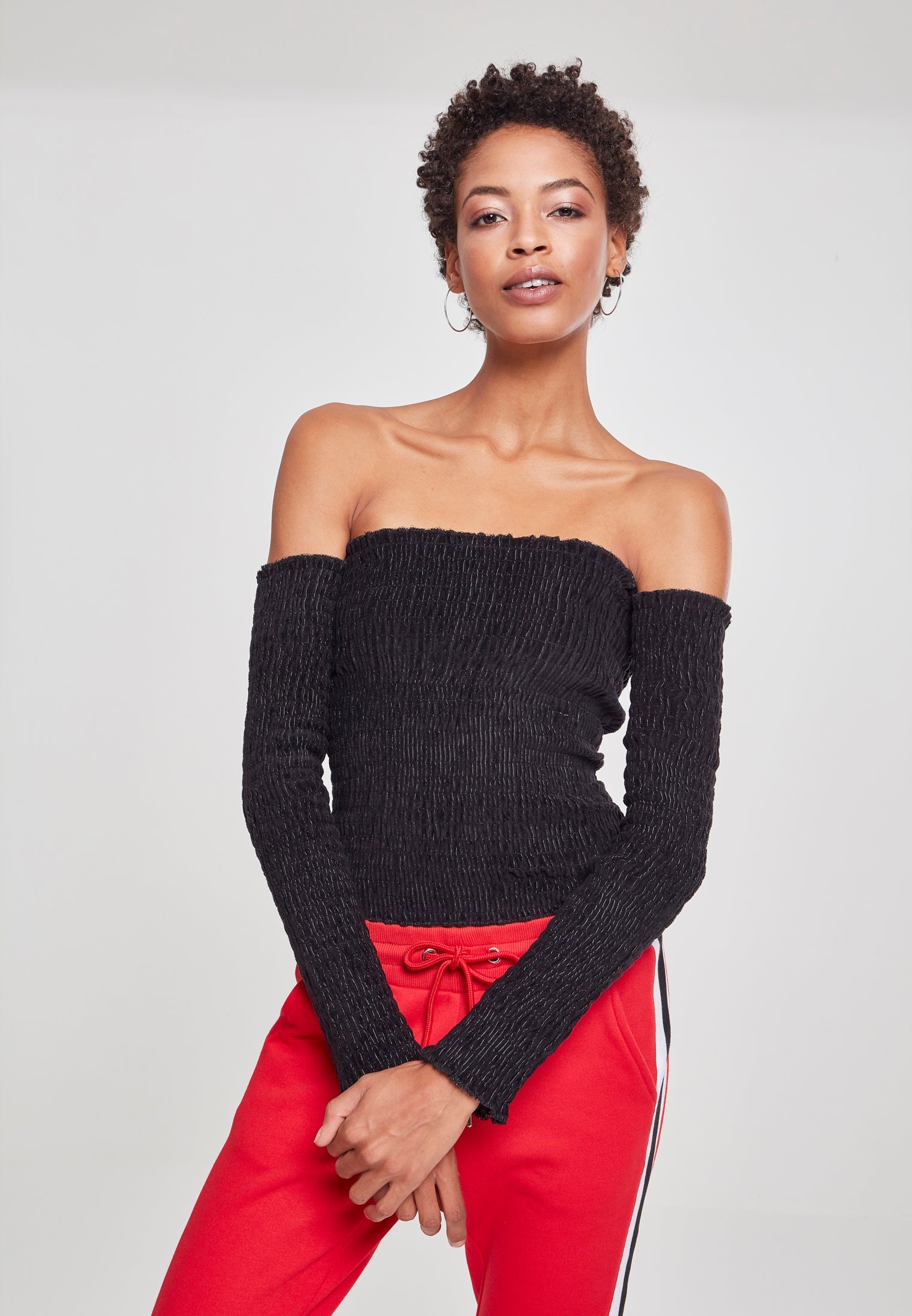 Ladies Velvet Cold Shoulder Smoke L/S black XXL FINNS EJ I SHEETET / .DE - workoutbrands.com