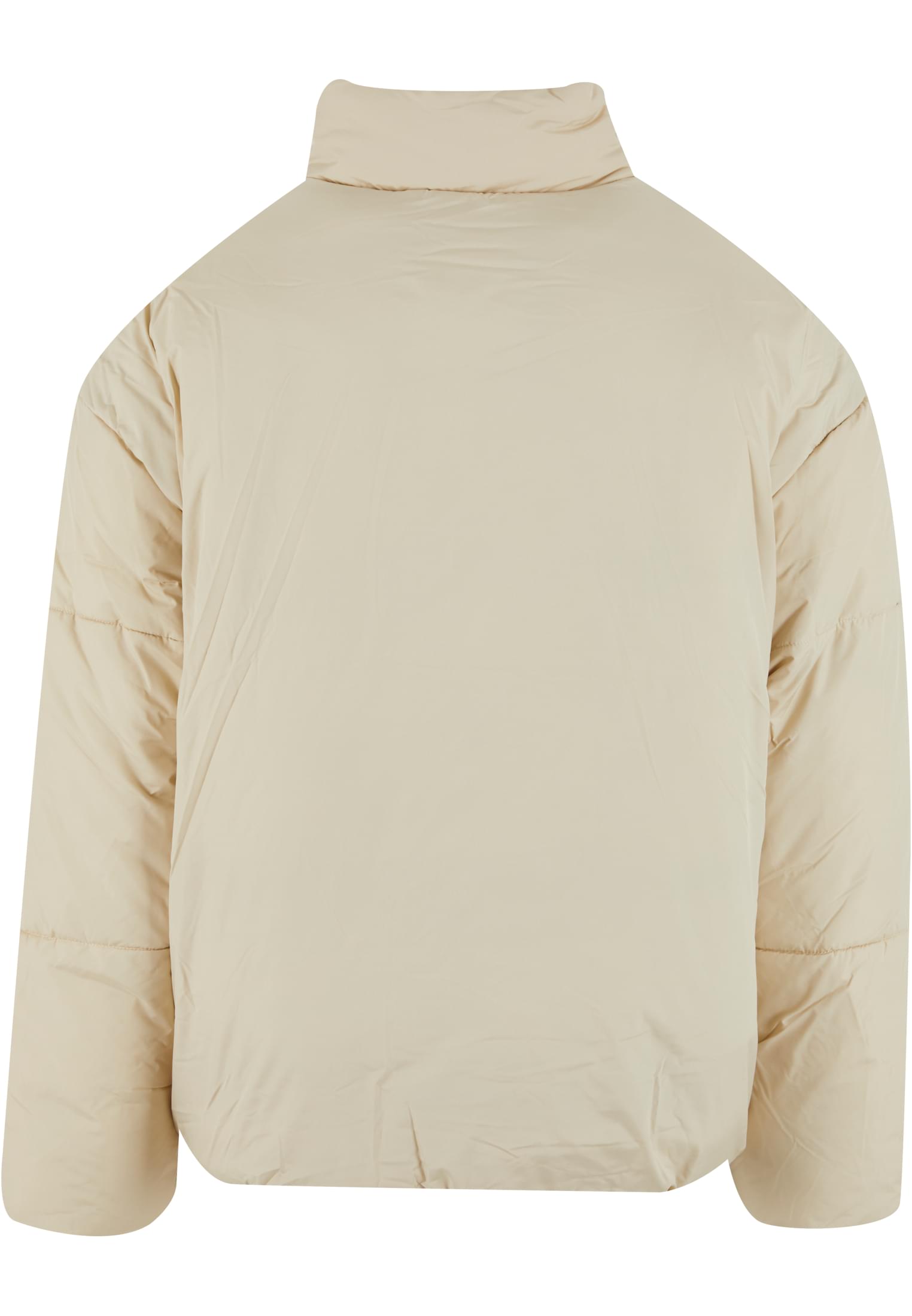 Baksidan av en beige MJG Puffer Jacket.
