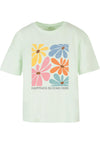 Dame Happiness Blooms Here T-shirt lys mintgrøn XXL
