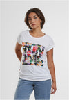 Camiseta con hombros descubiertos y estampado floral MT Run DMC
