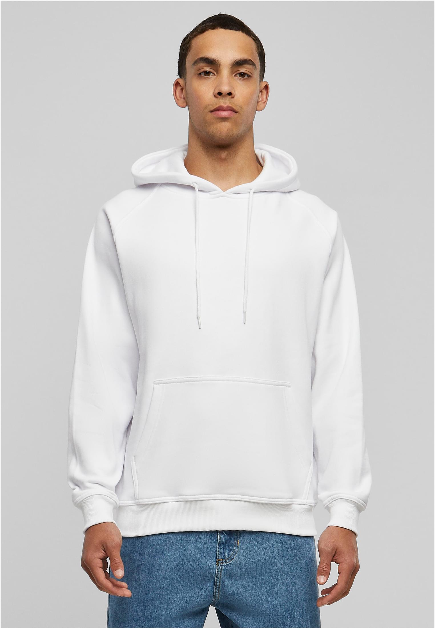 Framsida av en man som bär en vit Blank Hoody.