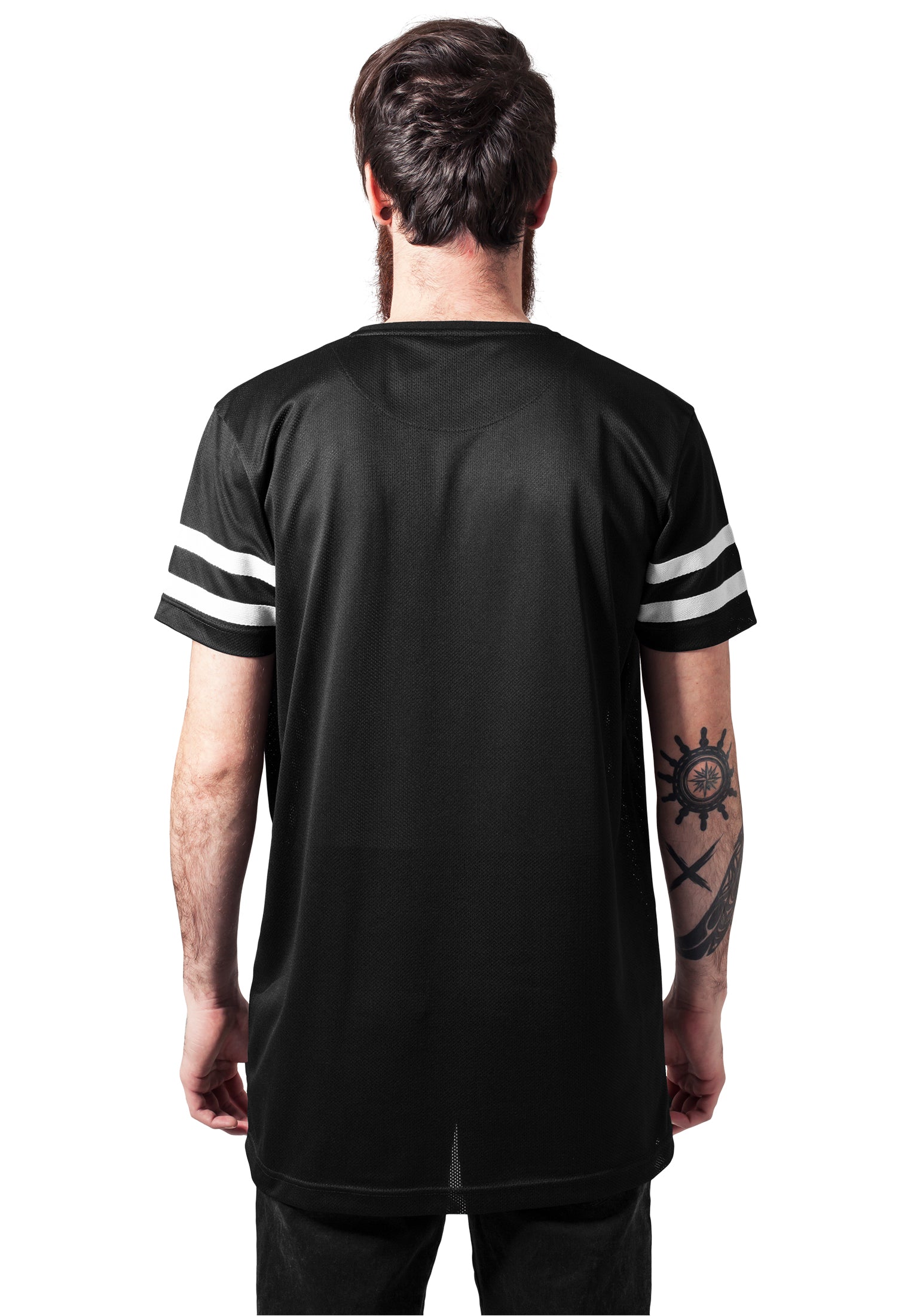 Stripe Mesh Tee schwarz/weiß XXL