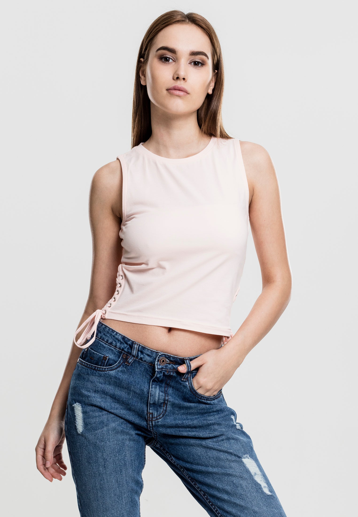 Dámský krajkový top růžový XS