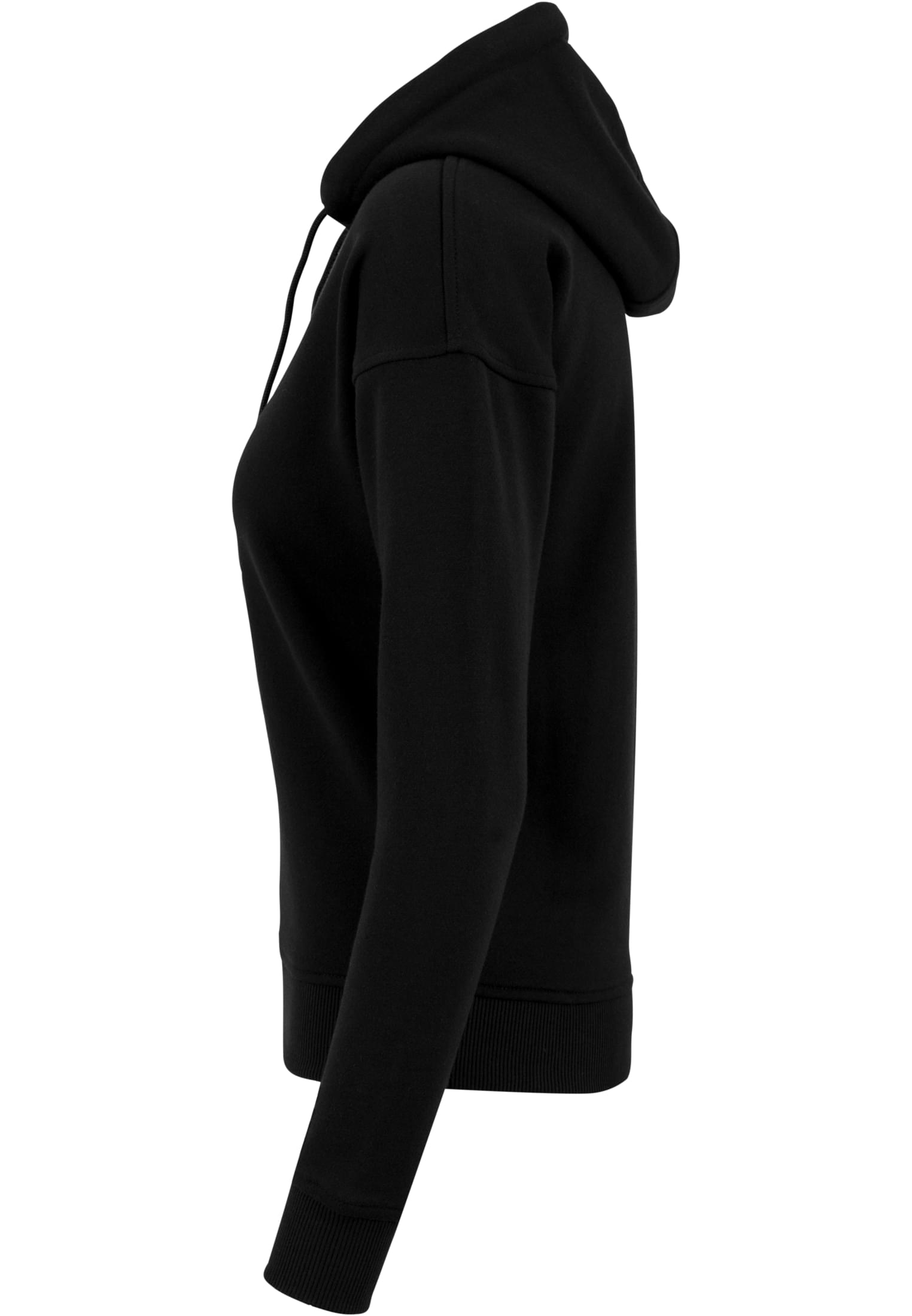 Svart Ladies Hoody fotograferad från sidan.