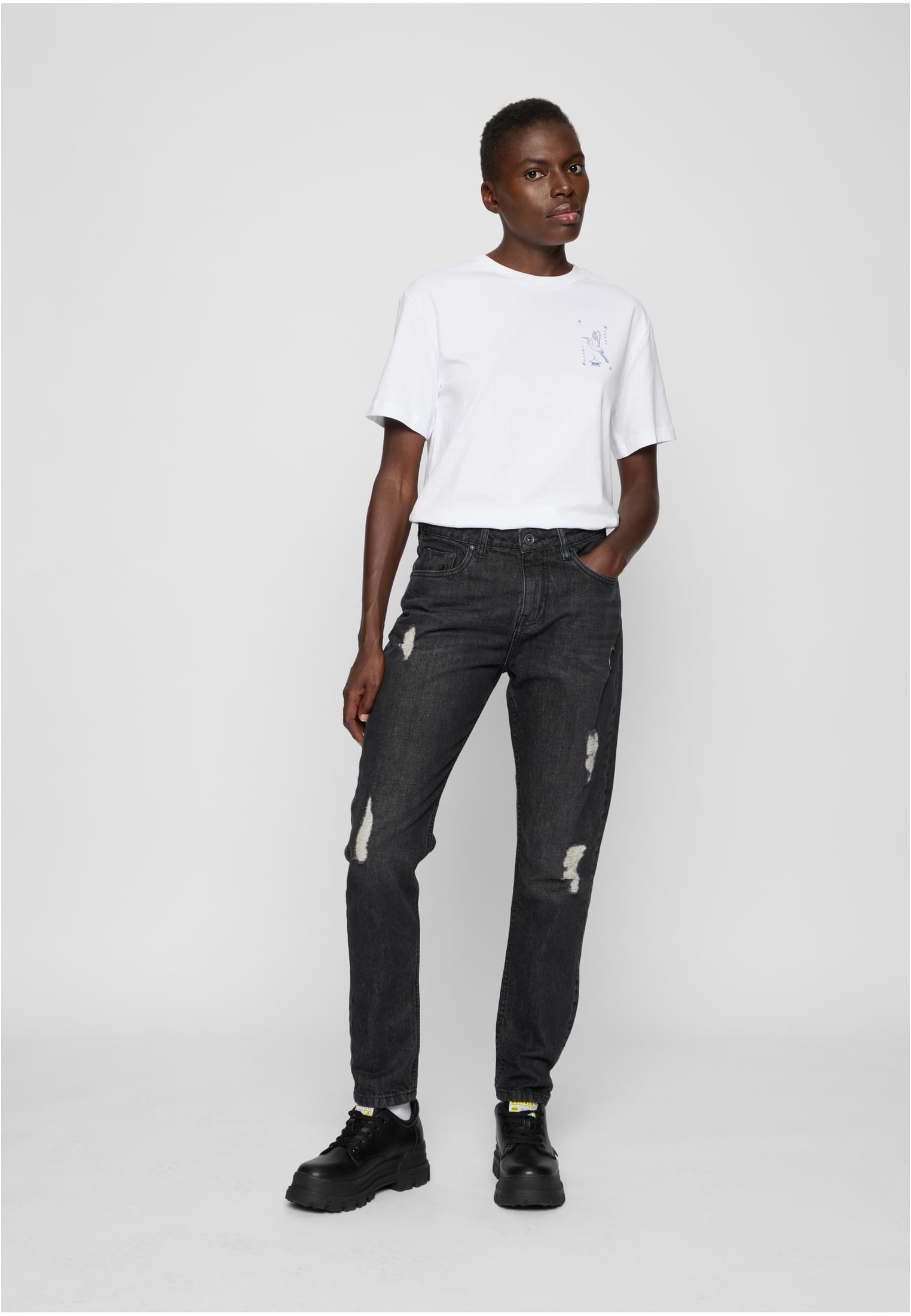 Pantaloni boyfriend in denim da donna, neri lavati, 29