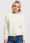 Damska bluza typu oversize z aksamitu w kolorze piaskowym XS