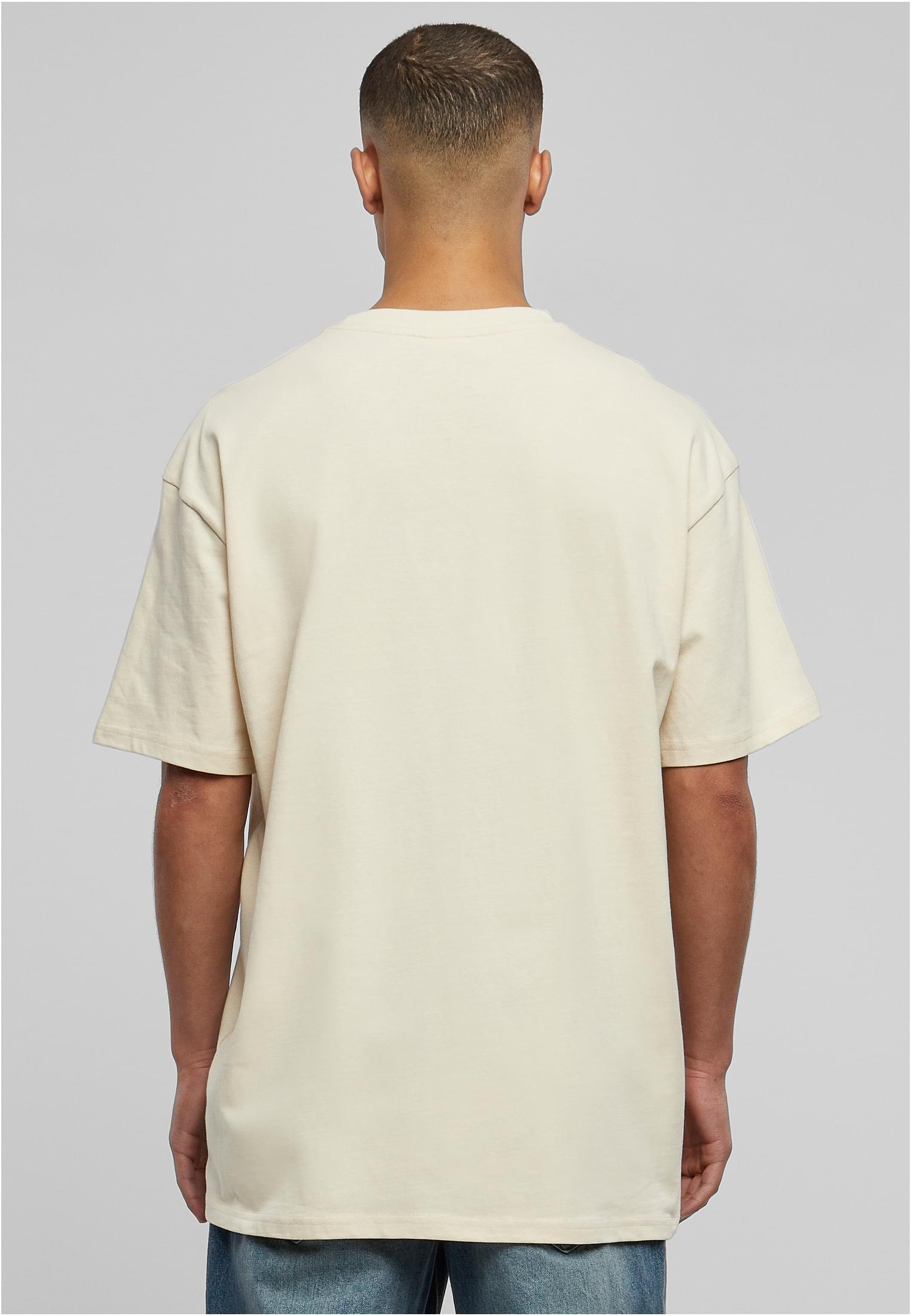 Baksidan av en man som bär en frostmint-färgad Heavy Oversized Tee.