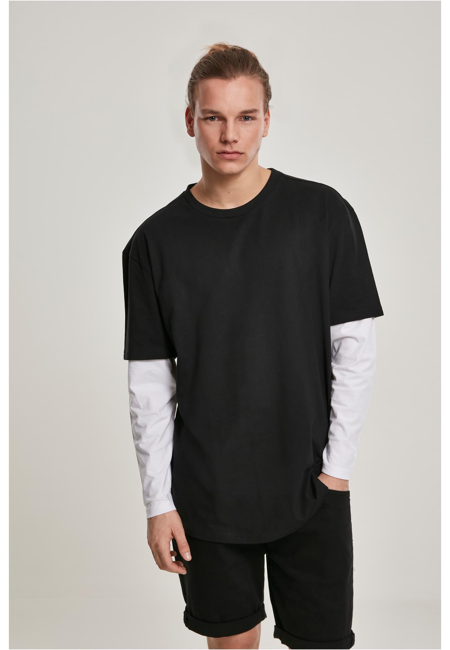 Oversized Shaped Double Layer LS Tee schwarz/weiß XXL