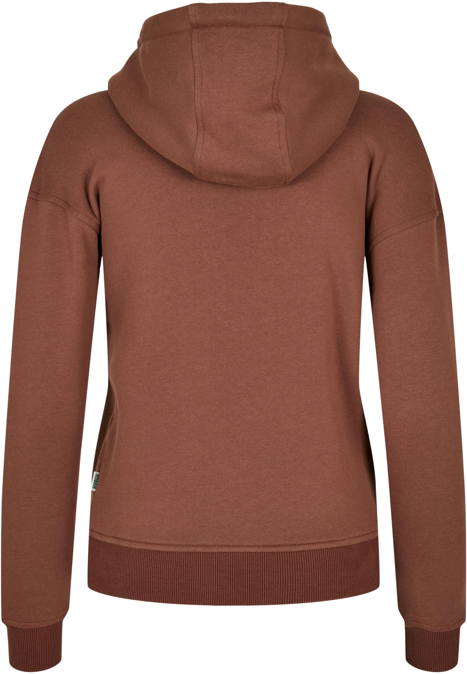 Baksidan av den bruna huvtröjan UC Ladies Organic Hoody.