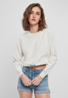 Pull ras du cou court et surdimensionné pour femme, gris clair, taille XS