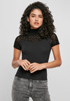 Camiseta de cuello alto con encaje flocado UC