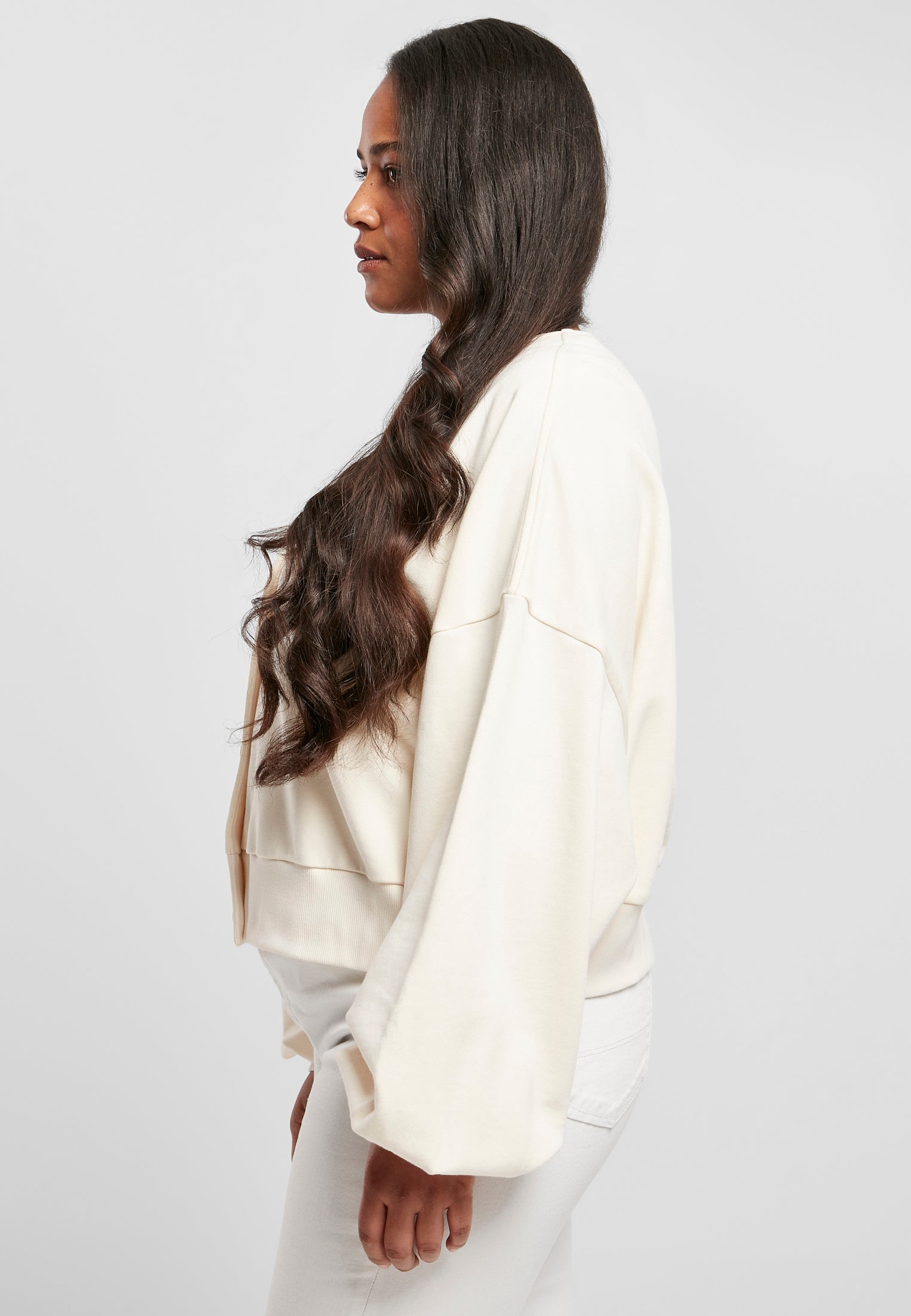 Bayan Organik Büyük Boy Kısa Havlu Hırka beyazkum XXL