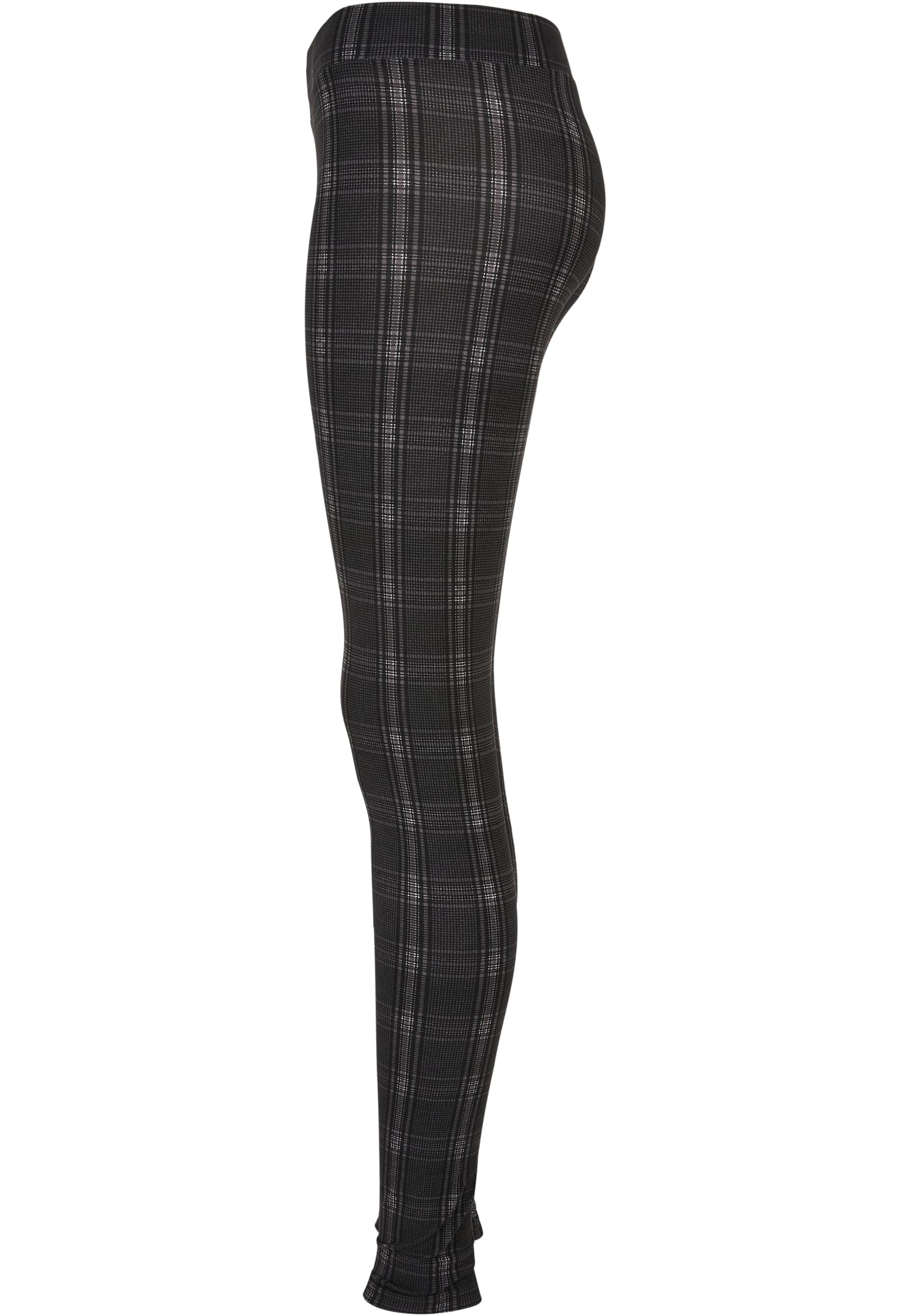 Sidovy av de rutmönstrade UC Ladies Soft AOP Leggings.