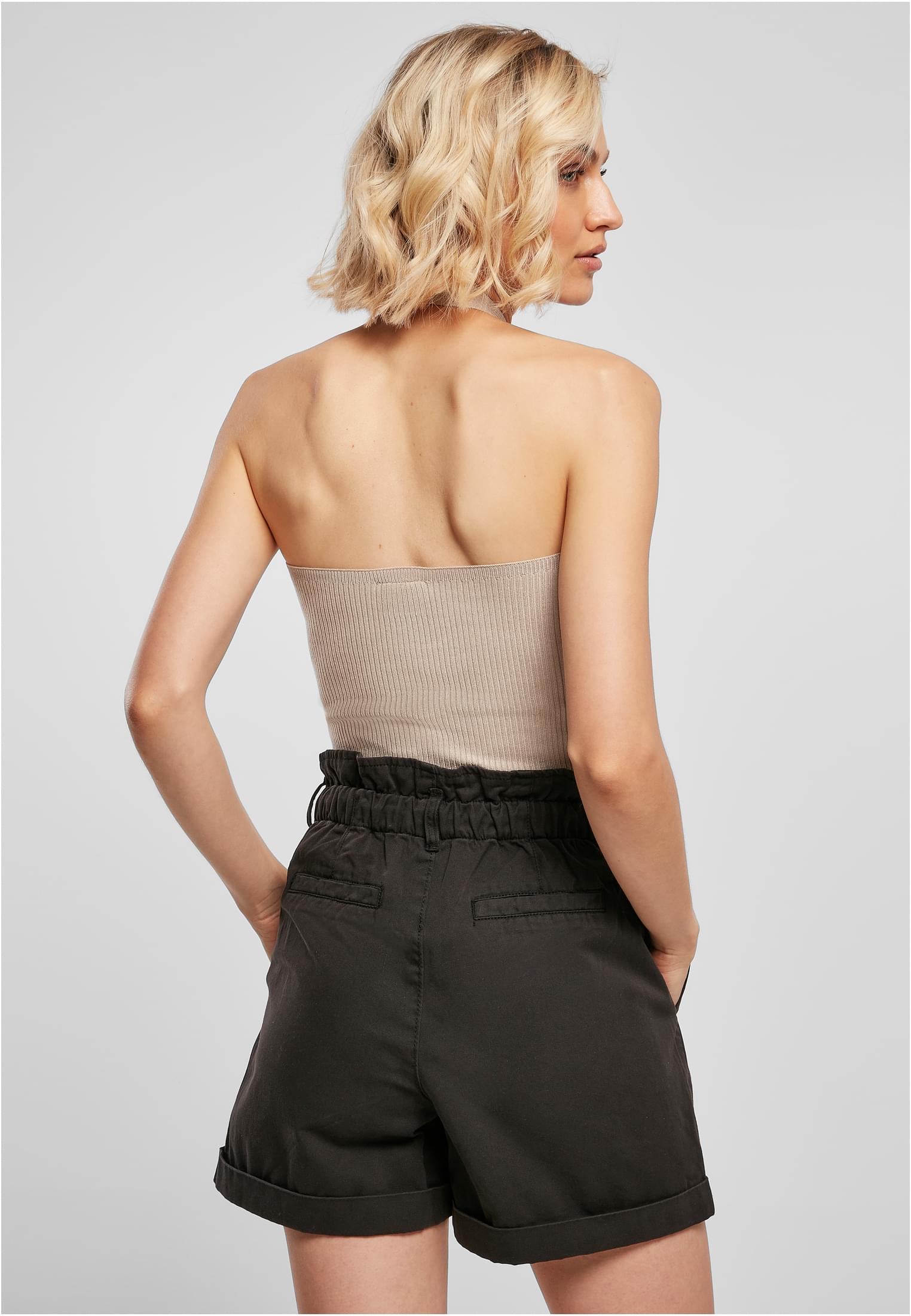 UC Rib Knit Crossed Halter Neck Top