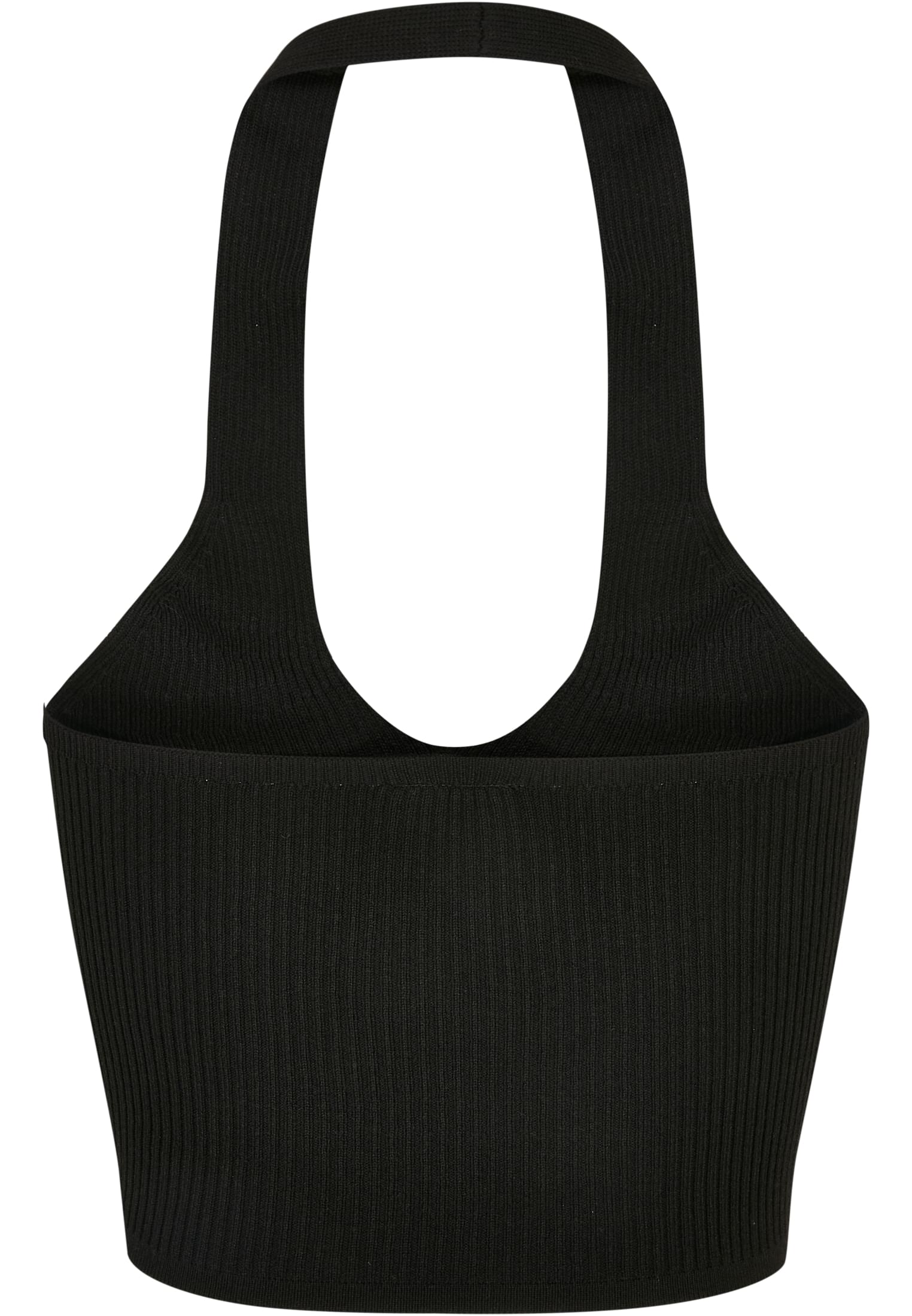 UC Rib Knit Crossed Halter Neck Top
