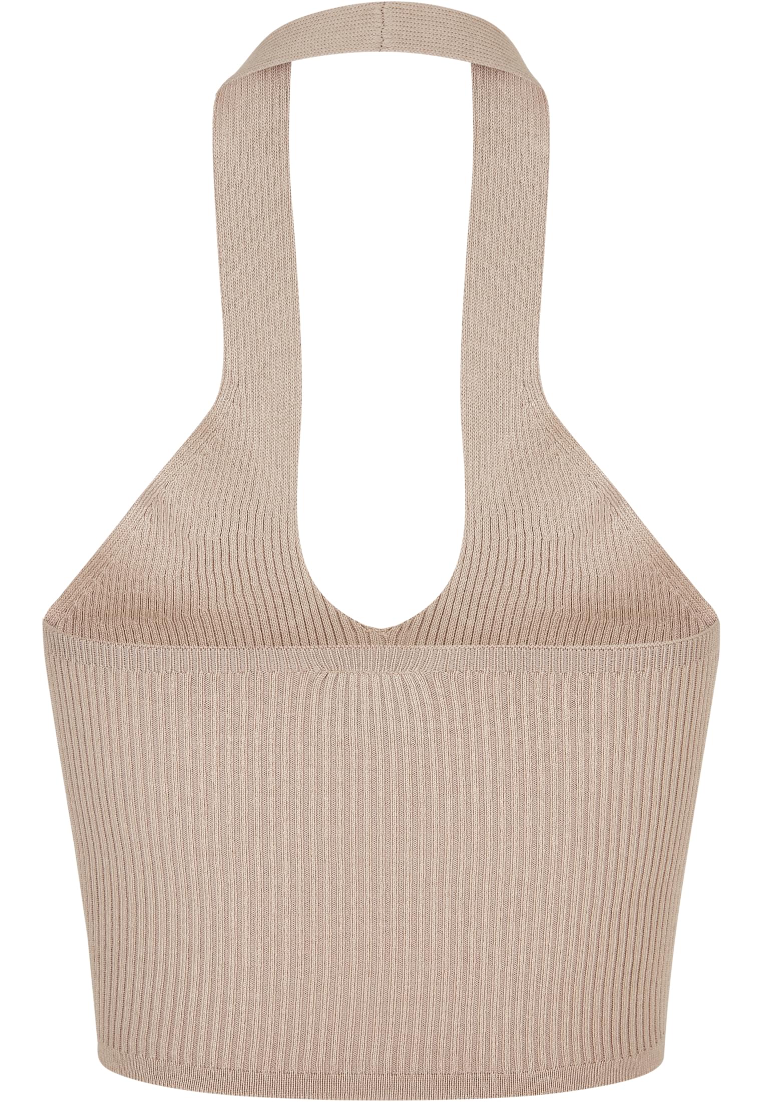 UC Rib Knit Crossed Halter Neck Top