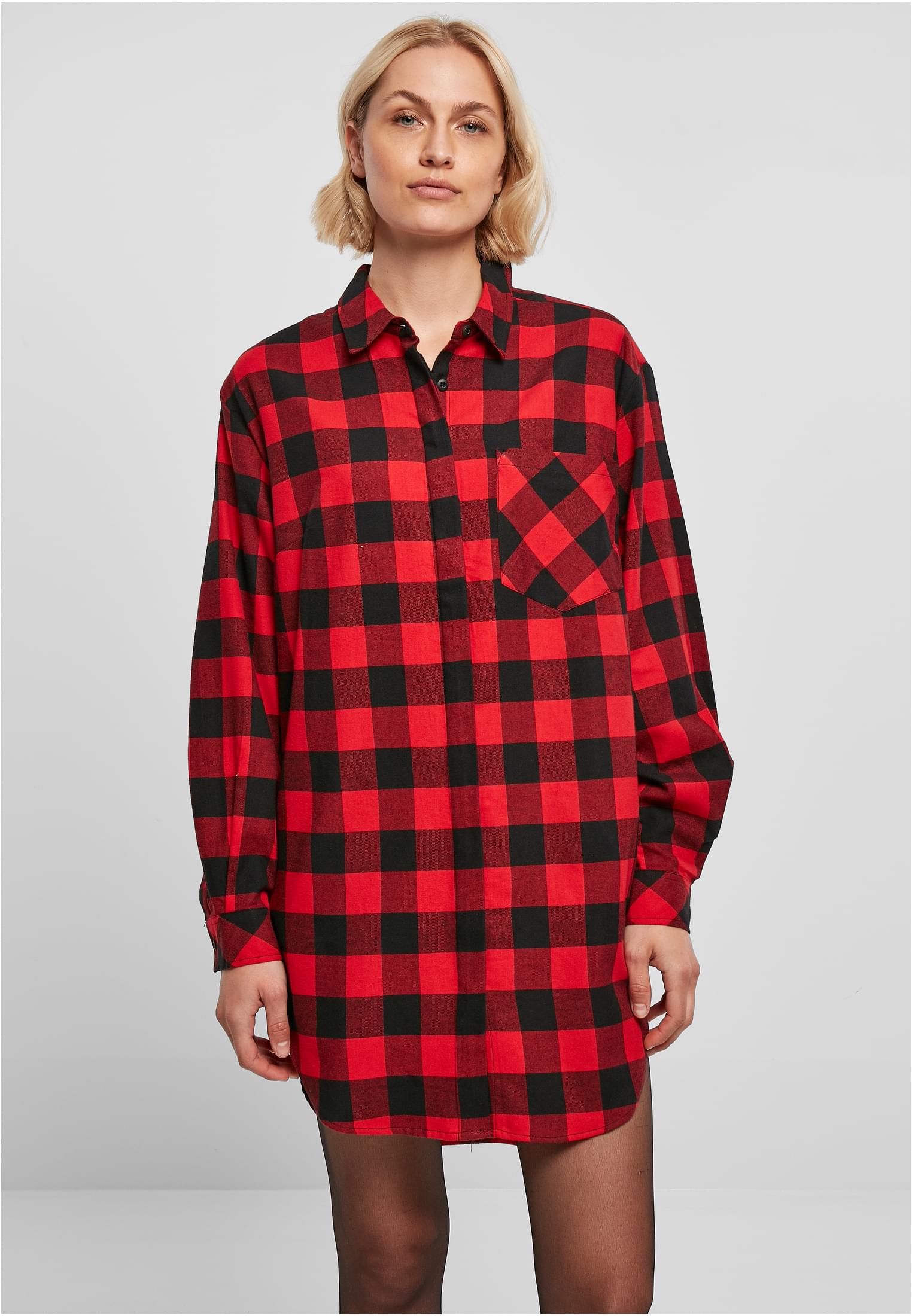 UC Oversized Check Flannel Shirt Dress