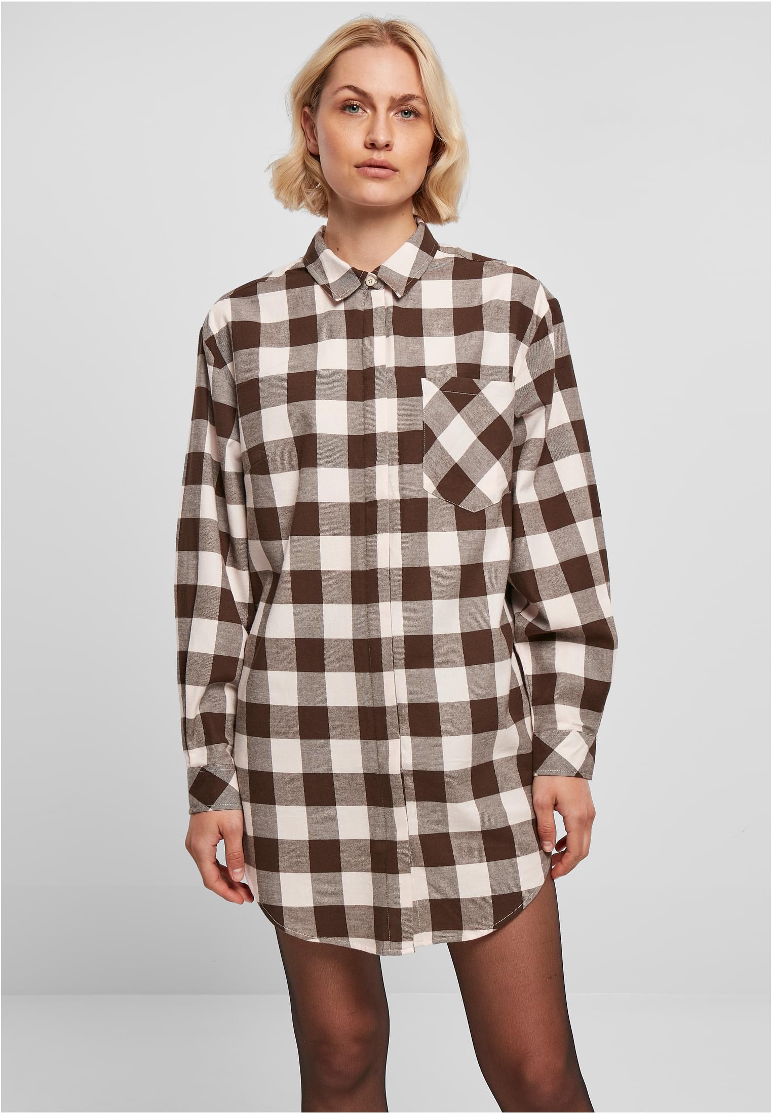 UC Oversized Check Flannel Shirt Dress