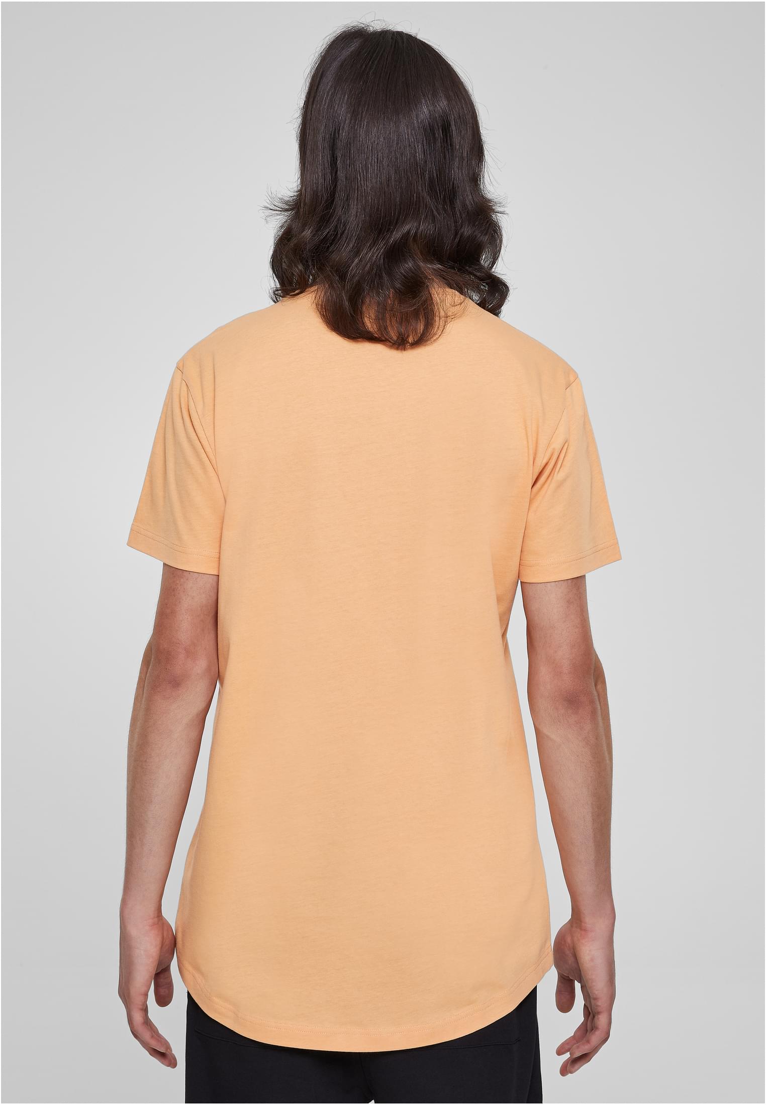 Baksidan på en man som bär en terrakottafärgad UC Shaped Long Tee.