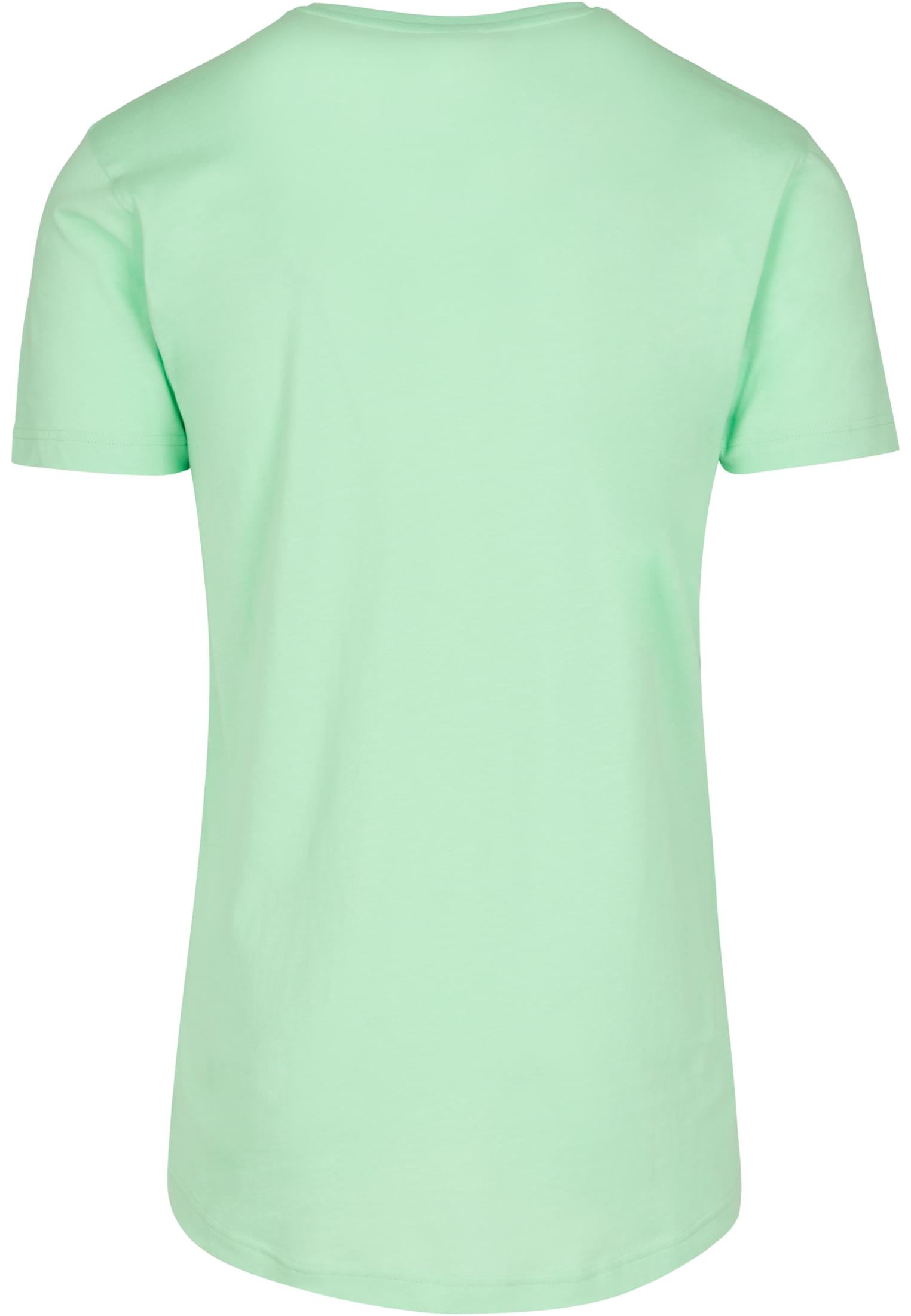 Baksidan av en ljusgrön UC Shaped Long Tee t-shirt med en rundad nederkant.