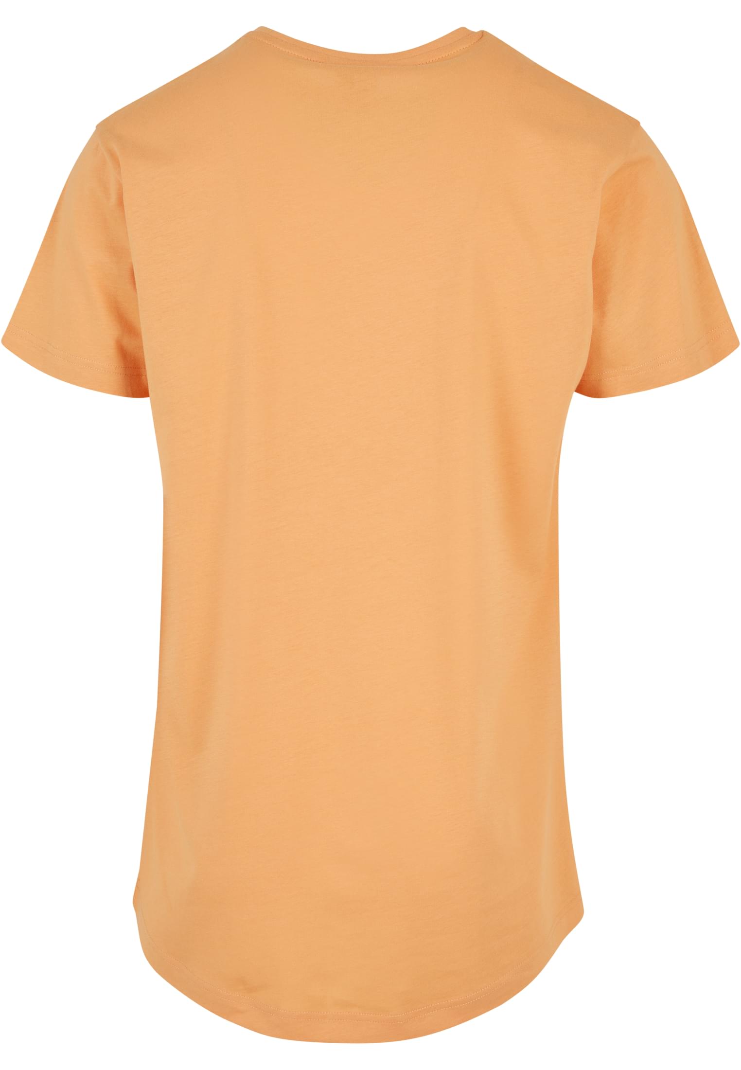 Baksidan av en terrakottafärgad t-shirt för herr med rundad fåll.