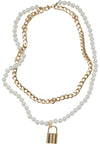 UC Padlock Pearl Layering Necklace