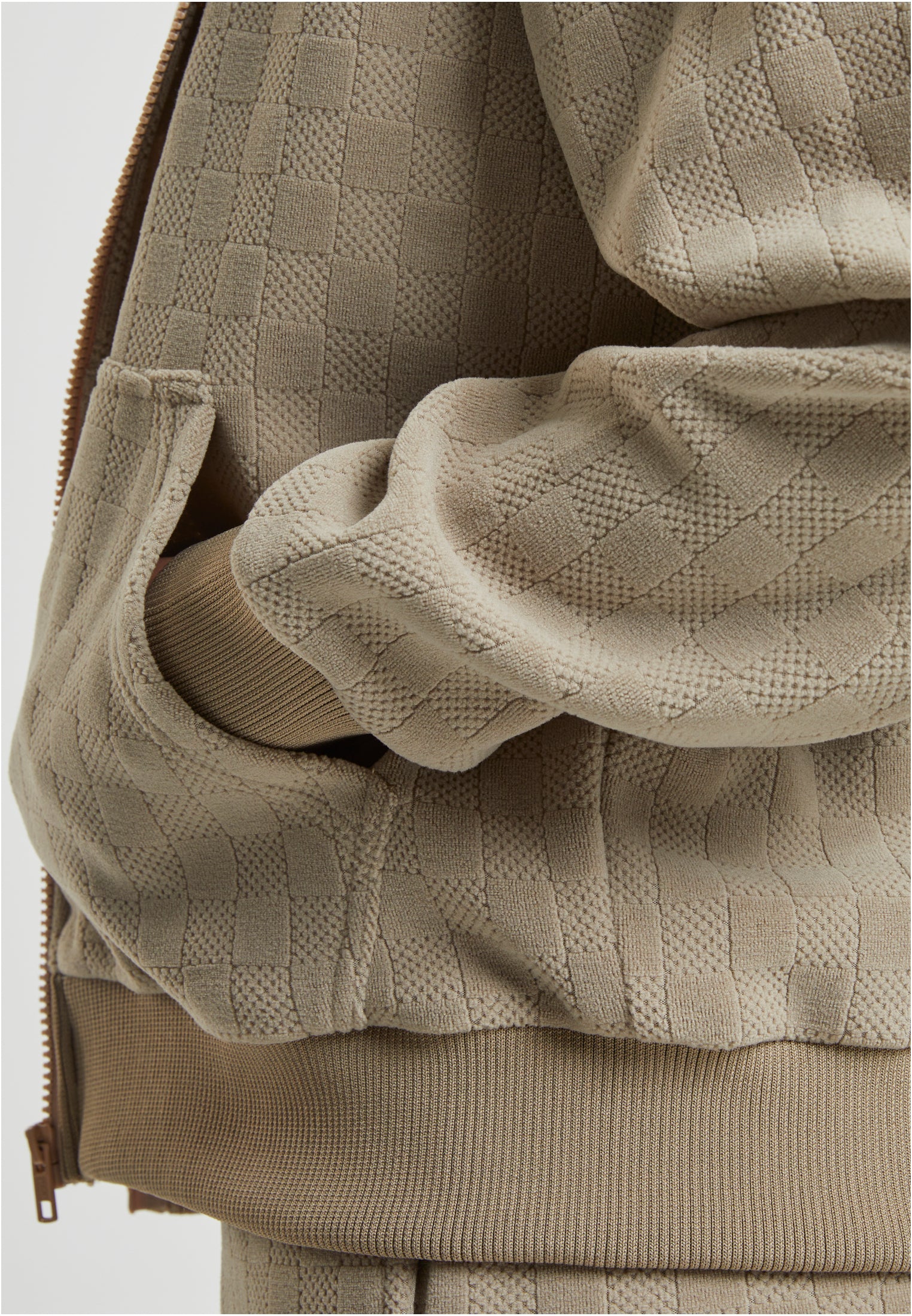 Moletom com capuz e zíper grande de veludo jacquard UC