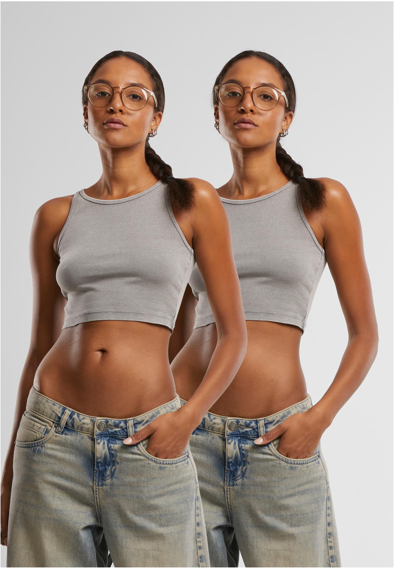 UC Washed Rib Jersey Cropped Top 2 Pack