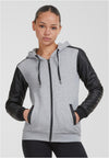 UC Diamond Kapuzenjacke mit Reißverschluss und Ärmeln aus Kunstleder