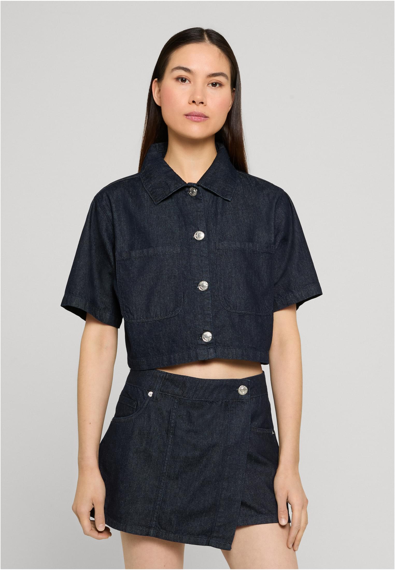 Cropped Light Denim Shirt