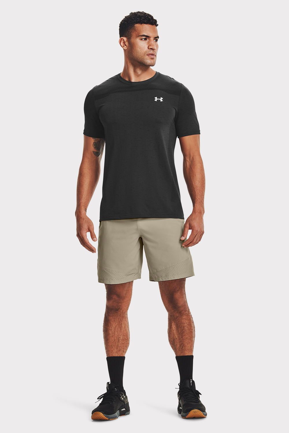 UA Seamless SS - Black - workoutbrands.com