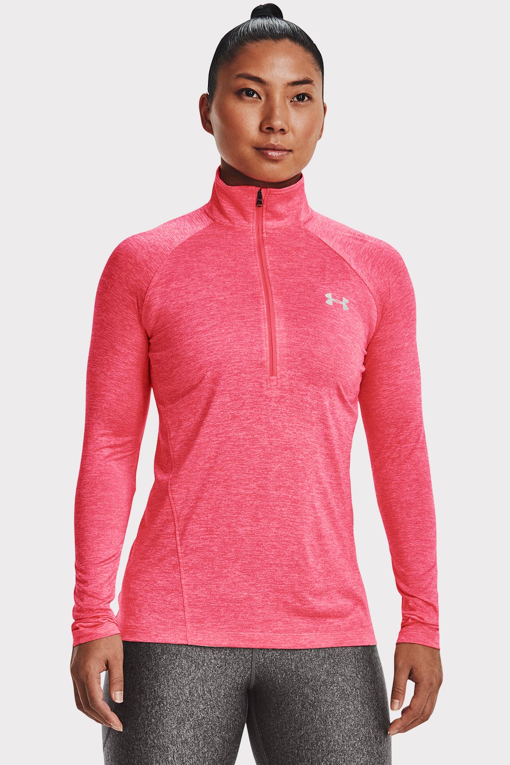UA Tech 1/2 Zip Twist - Cerise - workoutbrands.com