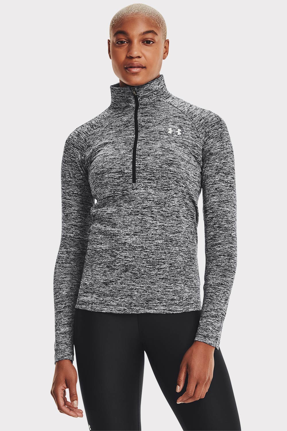 UA Tech 1/2 Zip Twist - Metallic Silver - workoutbrands.com