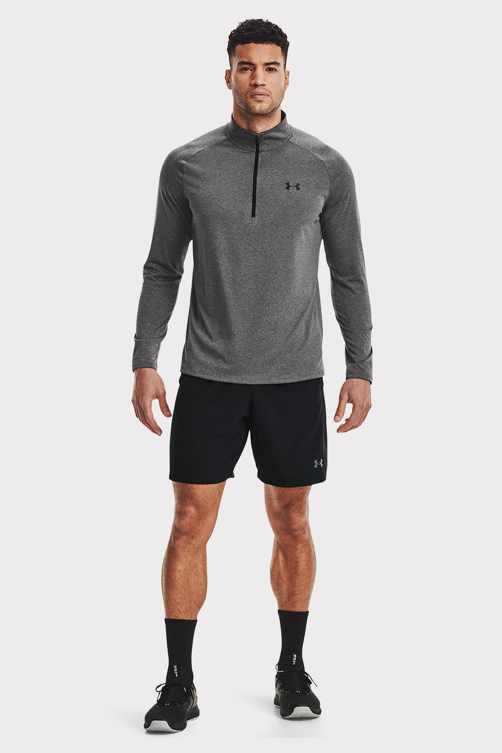UA Tech 2.0 1/2 Zip - Carbon Heather - workoutbrands.com