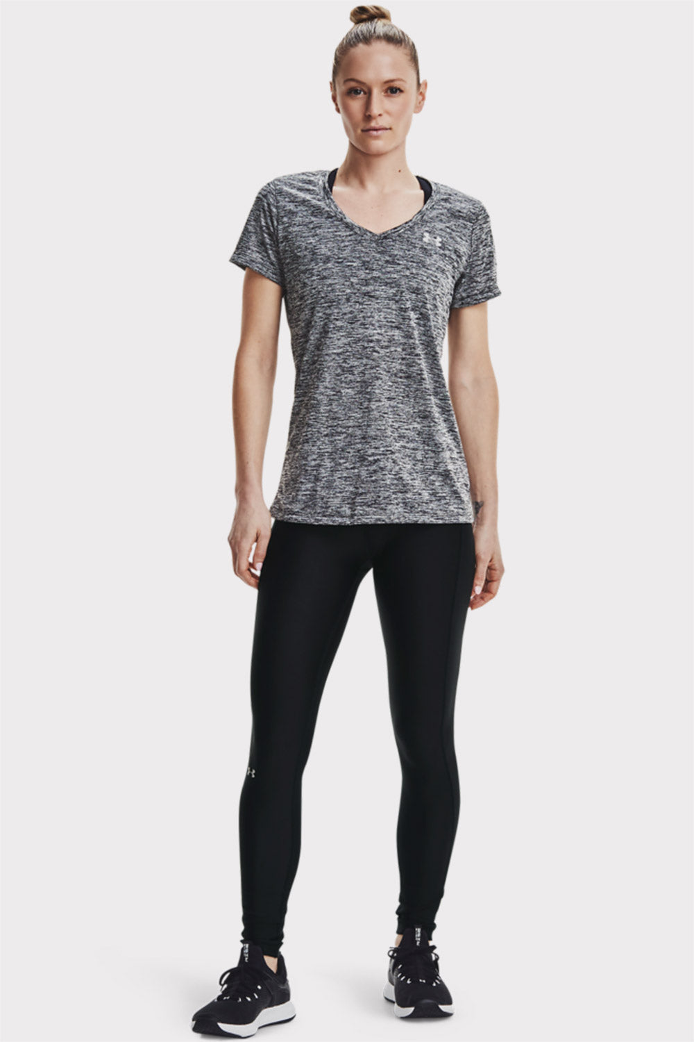 UA Tech SSV Twist  V-Neck - Grey/Black - workoutbrands.com