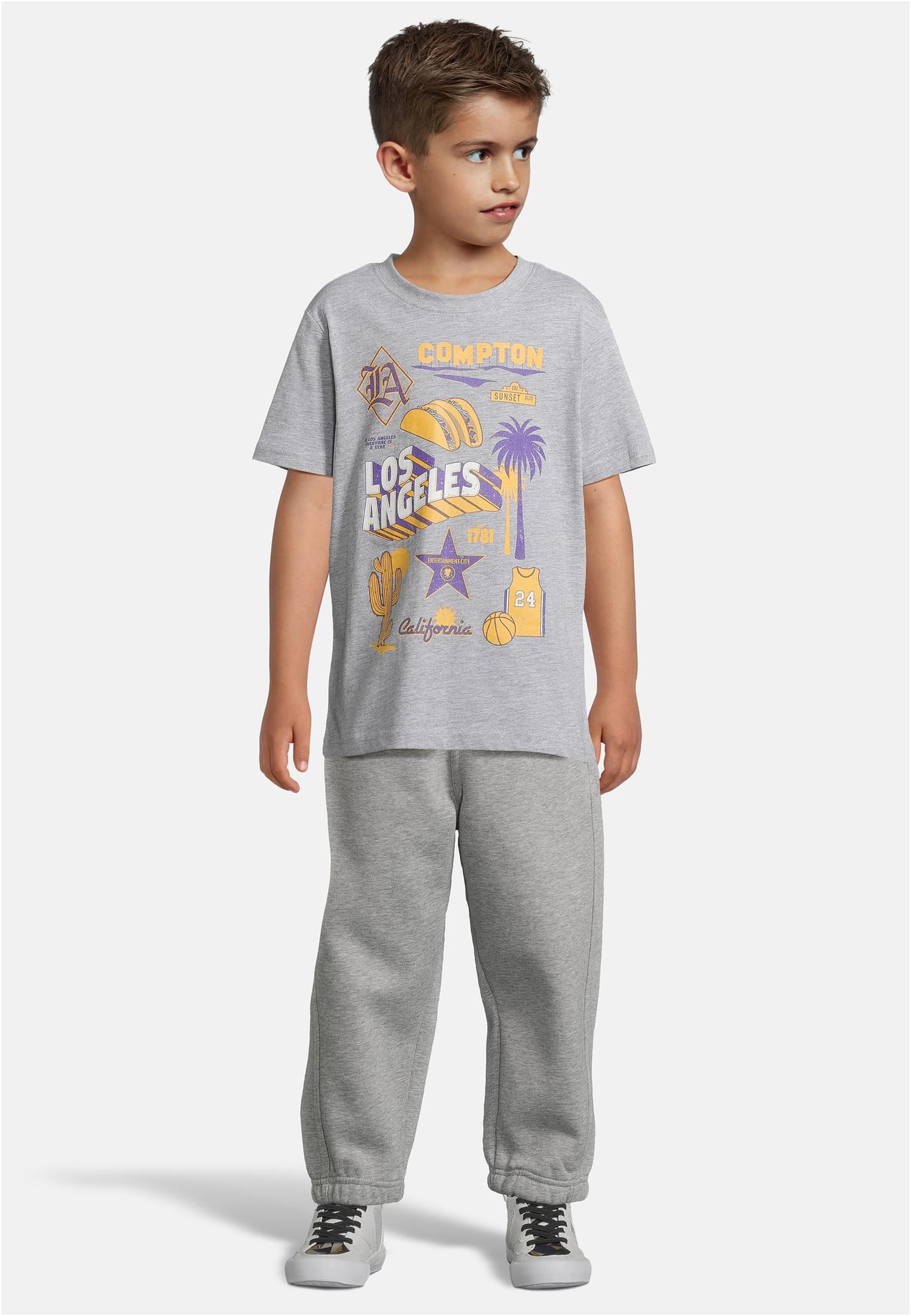 Confezione da 2 magliette a manica corta - Los Angeles Compton bianco+grigio mélange 158/164