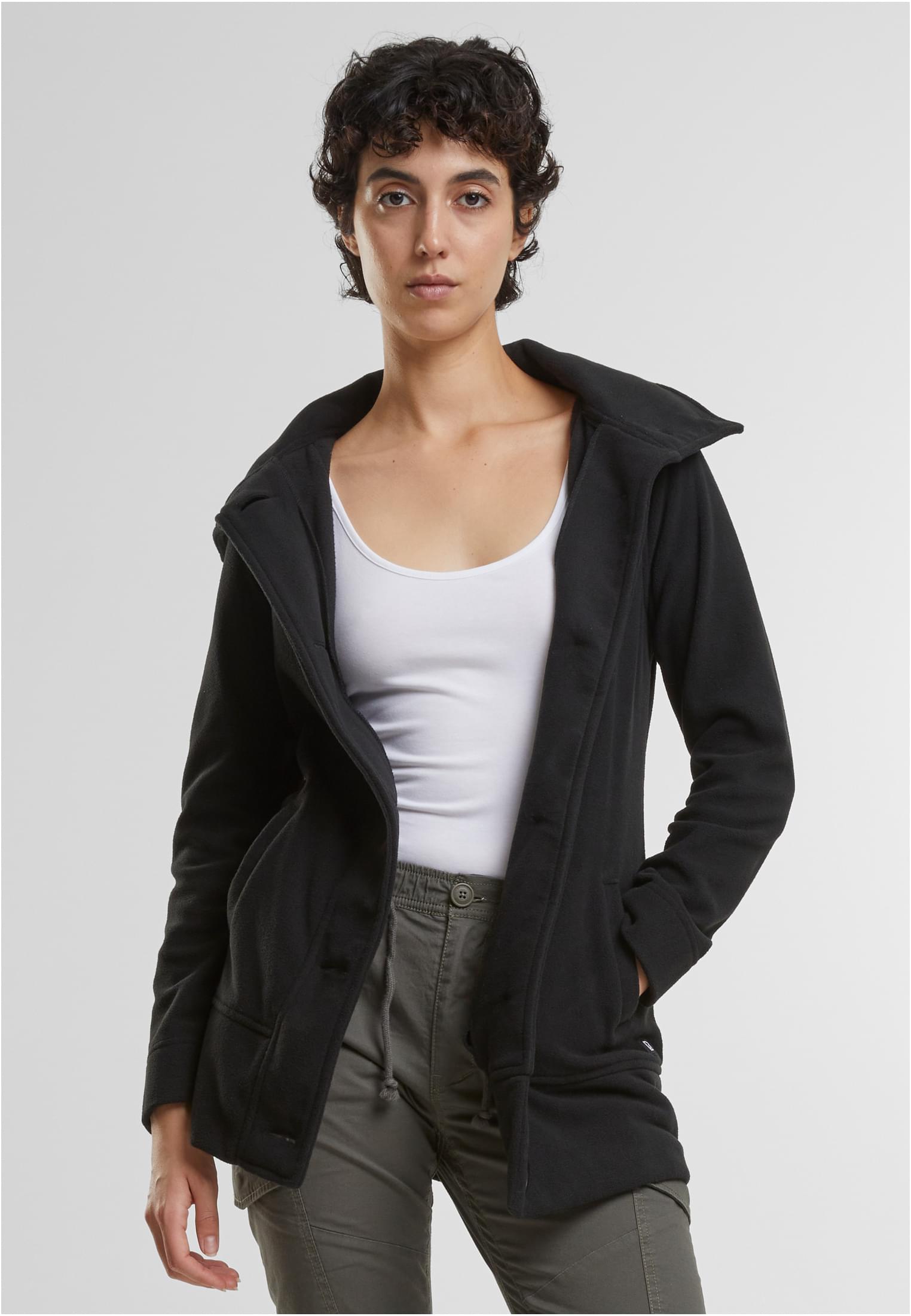 Women Square Fleece Jacket black XXL - workoutbrands.com