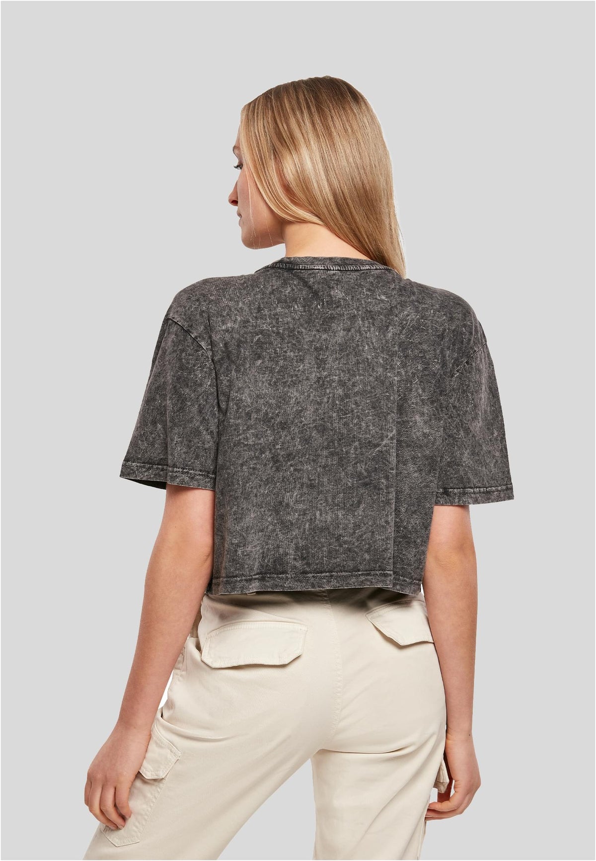 Ladies Acid Washed Cropped Tee