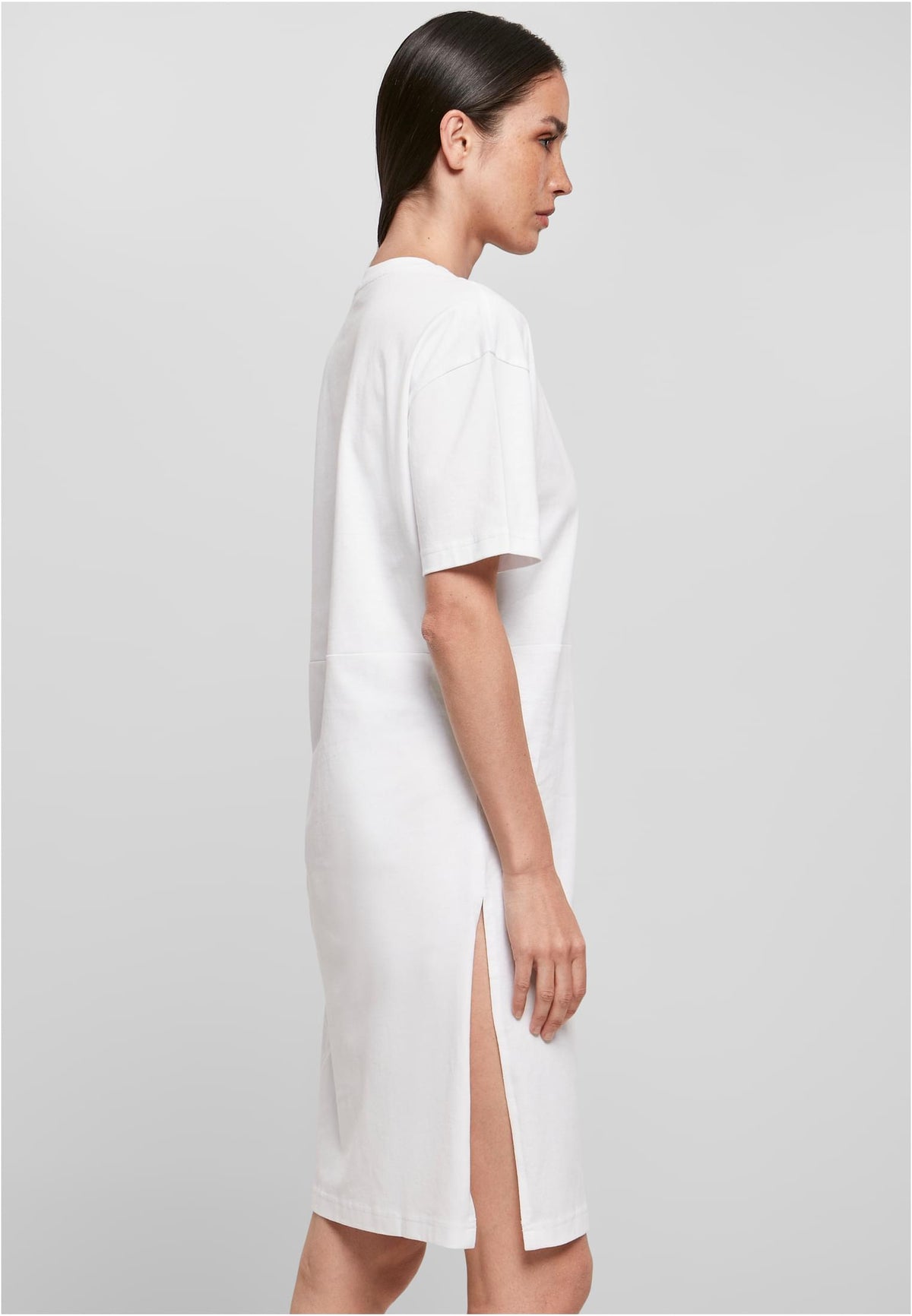 Ladies Essentials Oversized Slit Tee Dress - workoutbrands.com
