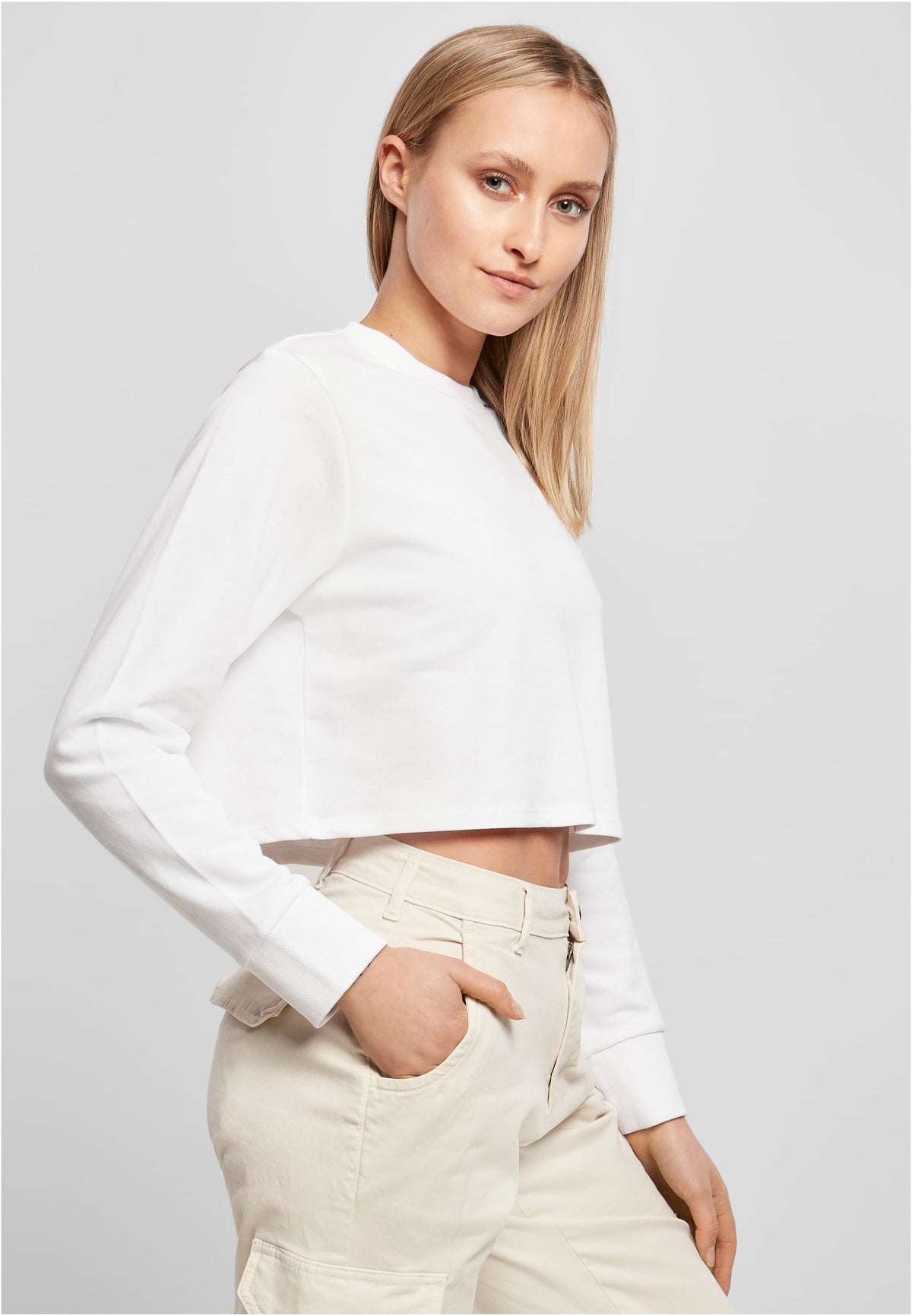 Ladies Terry Cropped Crew - workoutbrands.com