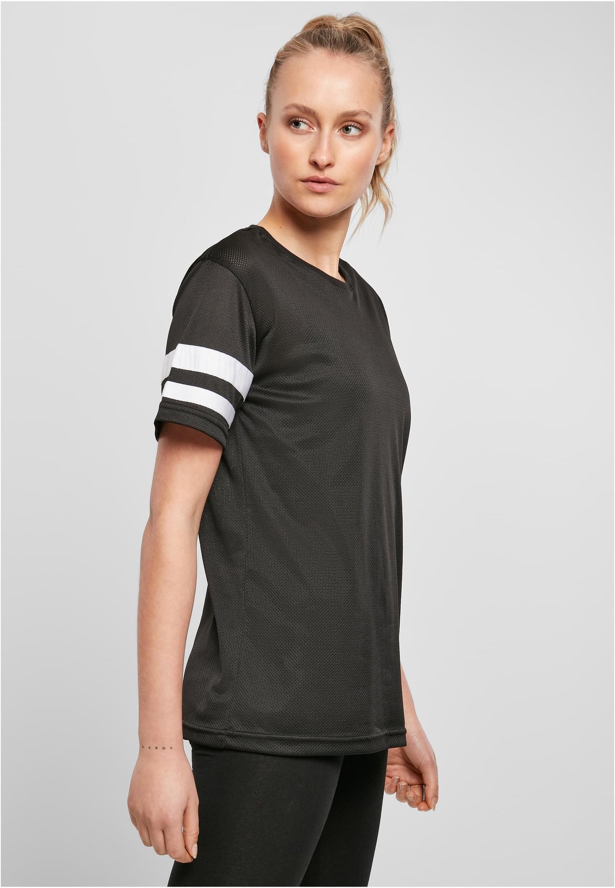 Ladies Mesh Stripe Tee - workoutbrands.com