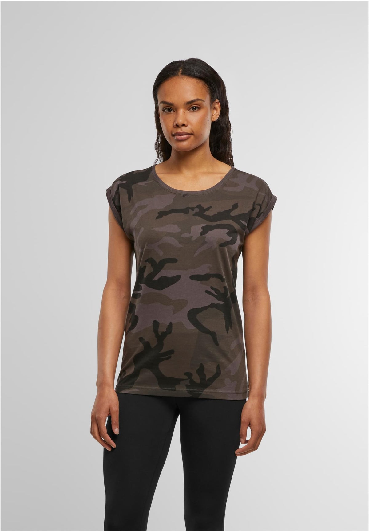Ladies Extended Shoulder Camo Tee - workoutbrands.com