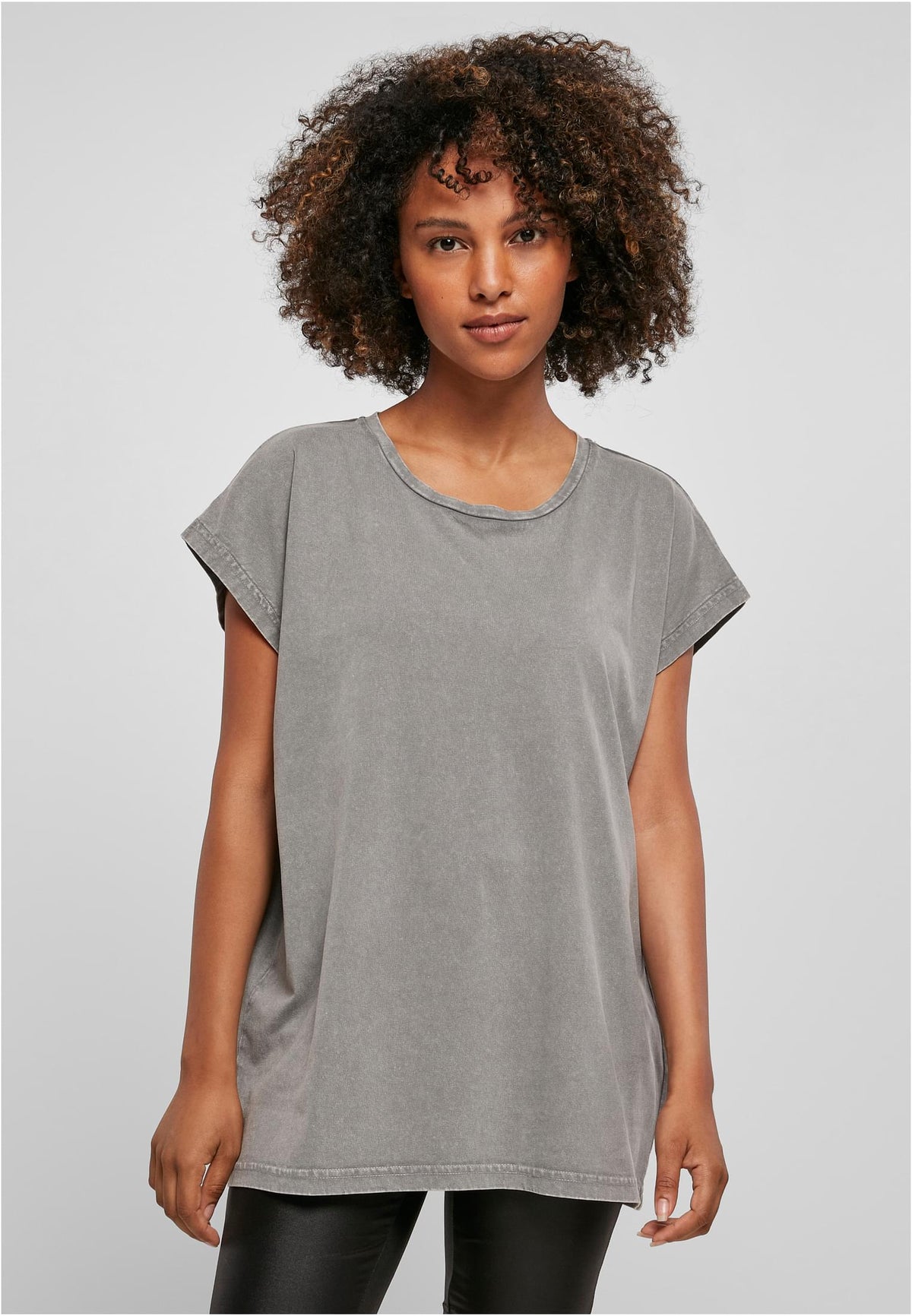 Ladies Acid Washed Extended Shoulder Tee - workoutbrands.com