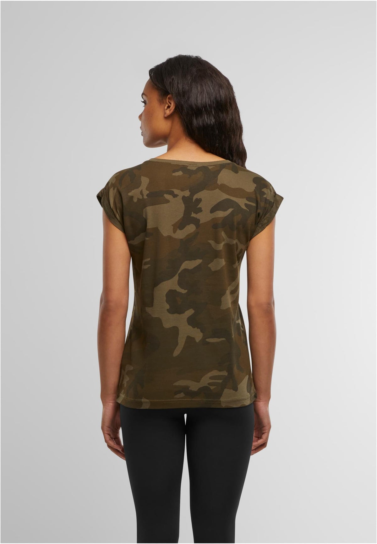 Ladies Extended Shoulder Camo Tee - workoutbrands.com